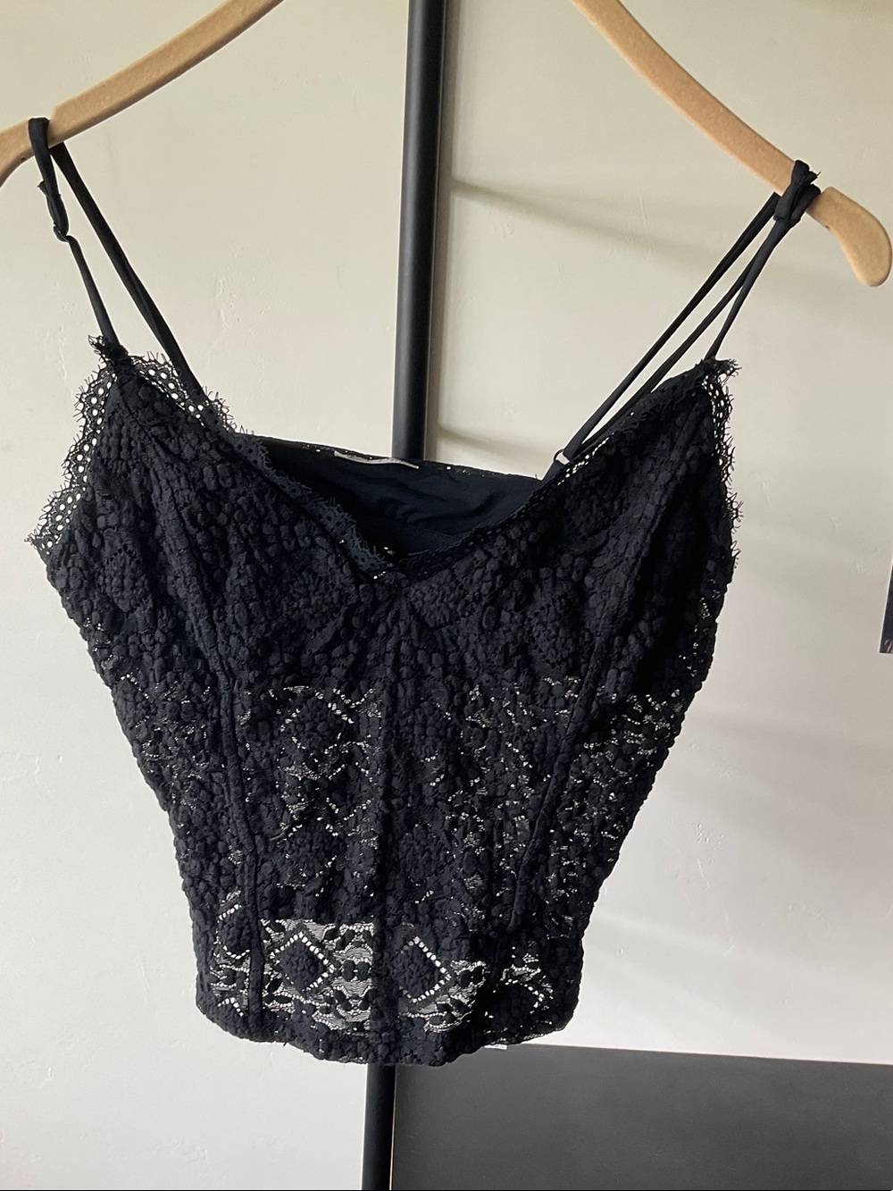Free People Black Lace Adjustable-Strap Cami
